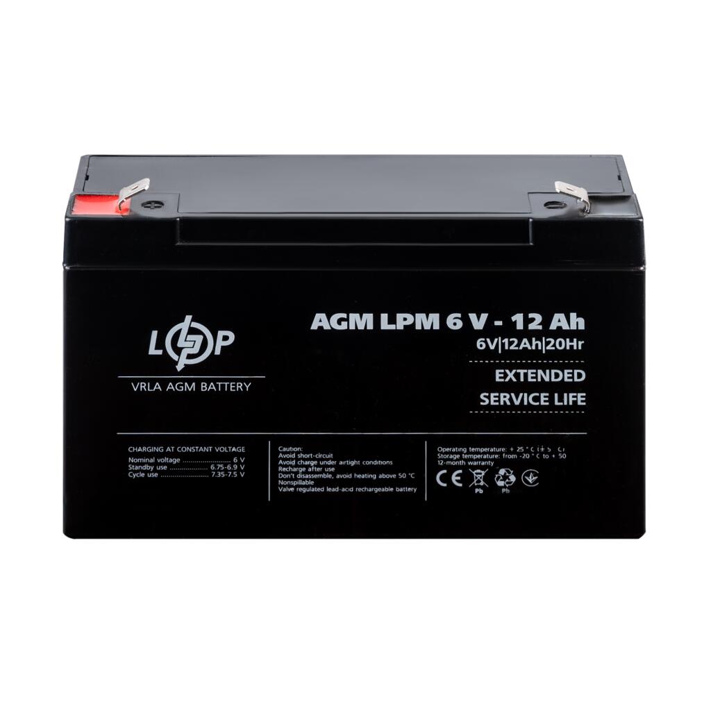 Акумулятор AGM LPM 6V - 12 Ah - Зображення 2