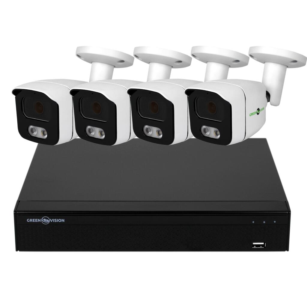 Комплект відеоспостереження вуличний на камери 4 циліндричні камери(LED підсвічування) 5MP GV-K-E34/04 - Зображення 1