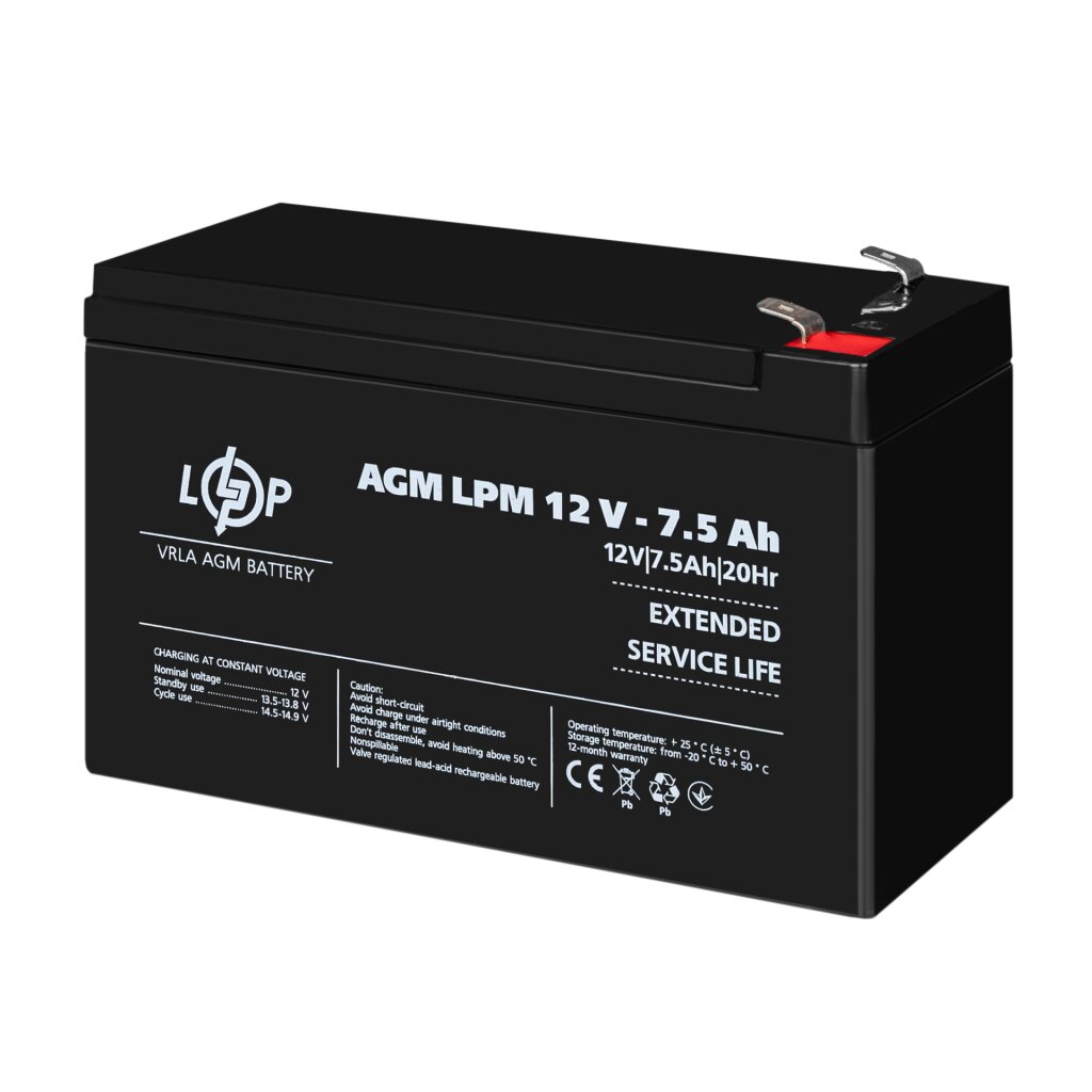 Аккумулятор AGM LPM 12V - 7.5 Ah - Изображение 3
