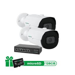 Комплект видеонаблюдения с функцией распознавания автомобильных номеров на 2 IP камеры GV-801 