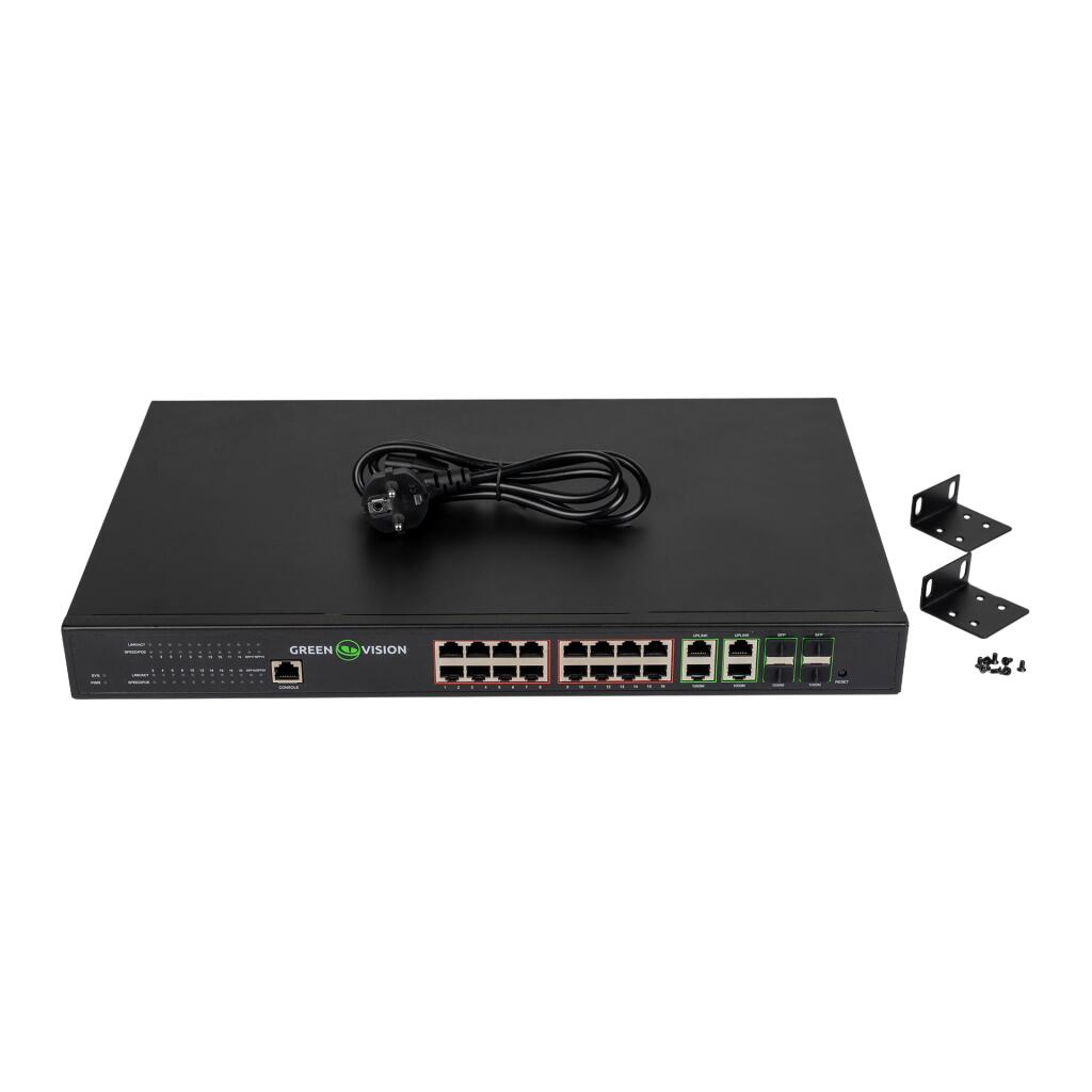 Комутатор мережевий POE GV-020-AI-16G+4G+4SFP - Зображення 4