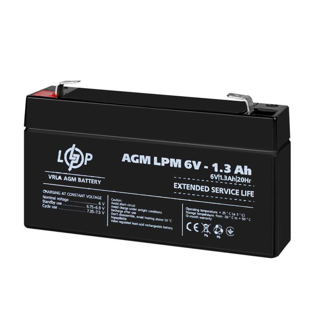 Акумулятор AGM LPM 6V - 1.3 Ah - Зображення 3