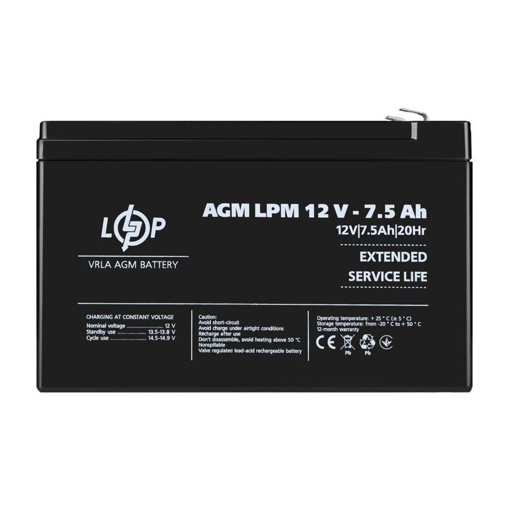 Акумулятор AGM LPM 12V - 7.5 Ah - Изображение 1
