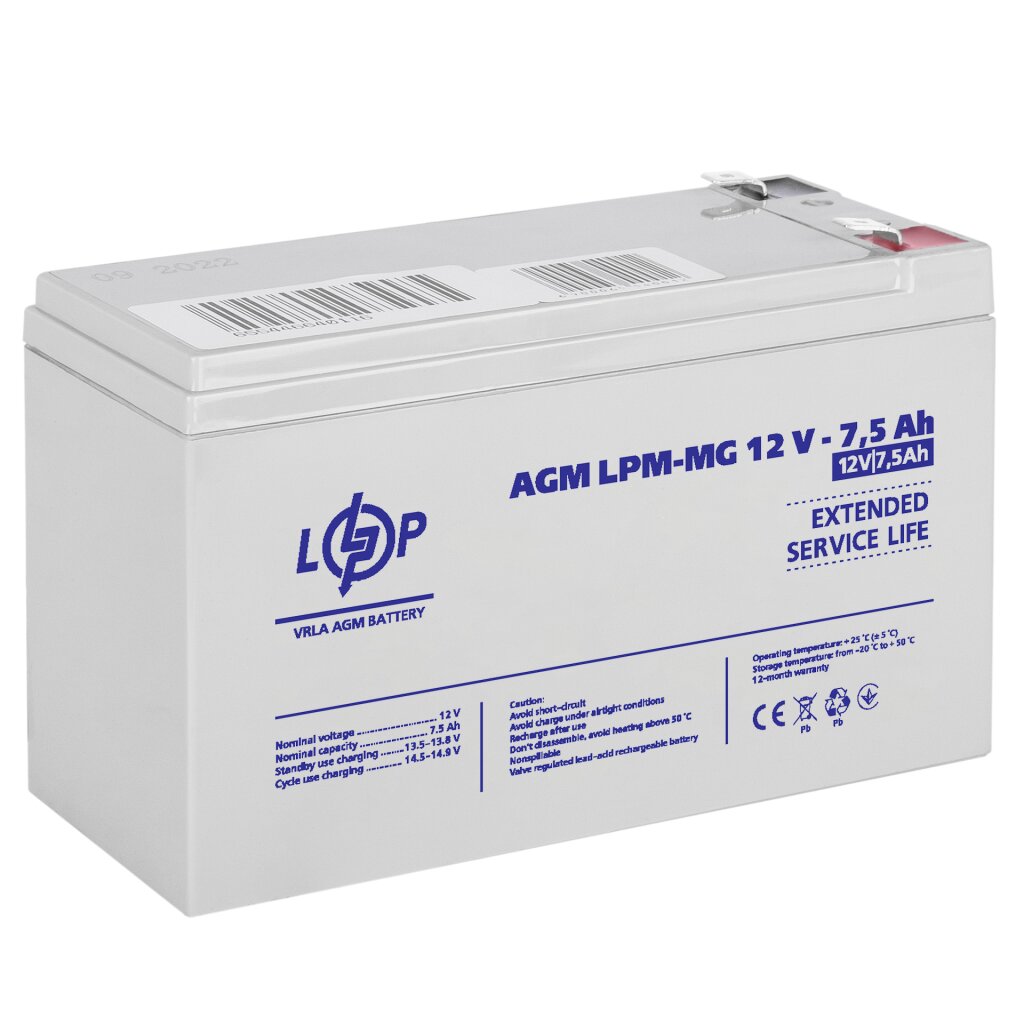 Акумулятор мультигелевий LPM-MG 12V - 7.5 Ah - Изображение 2