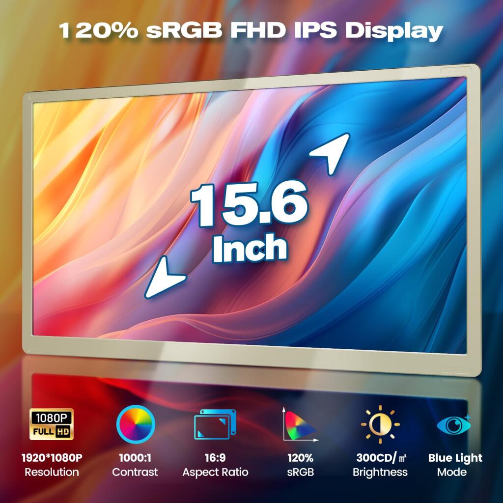 Портативный двойной монитор для ноутбука GV-F3-15,6 - Изображение 2