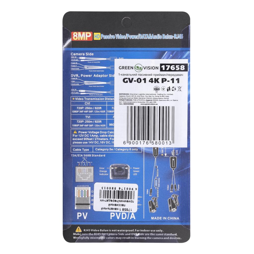 1-канальный пасcивный приемник/передатчик GV-01 4K P-11 - Изображение 4