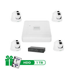 Комплект відеоспостереження на 4 IP камери 3MP для вулиці GreenVision GV-IP-K-W70/04