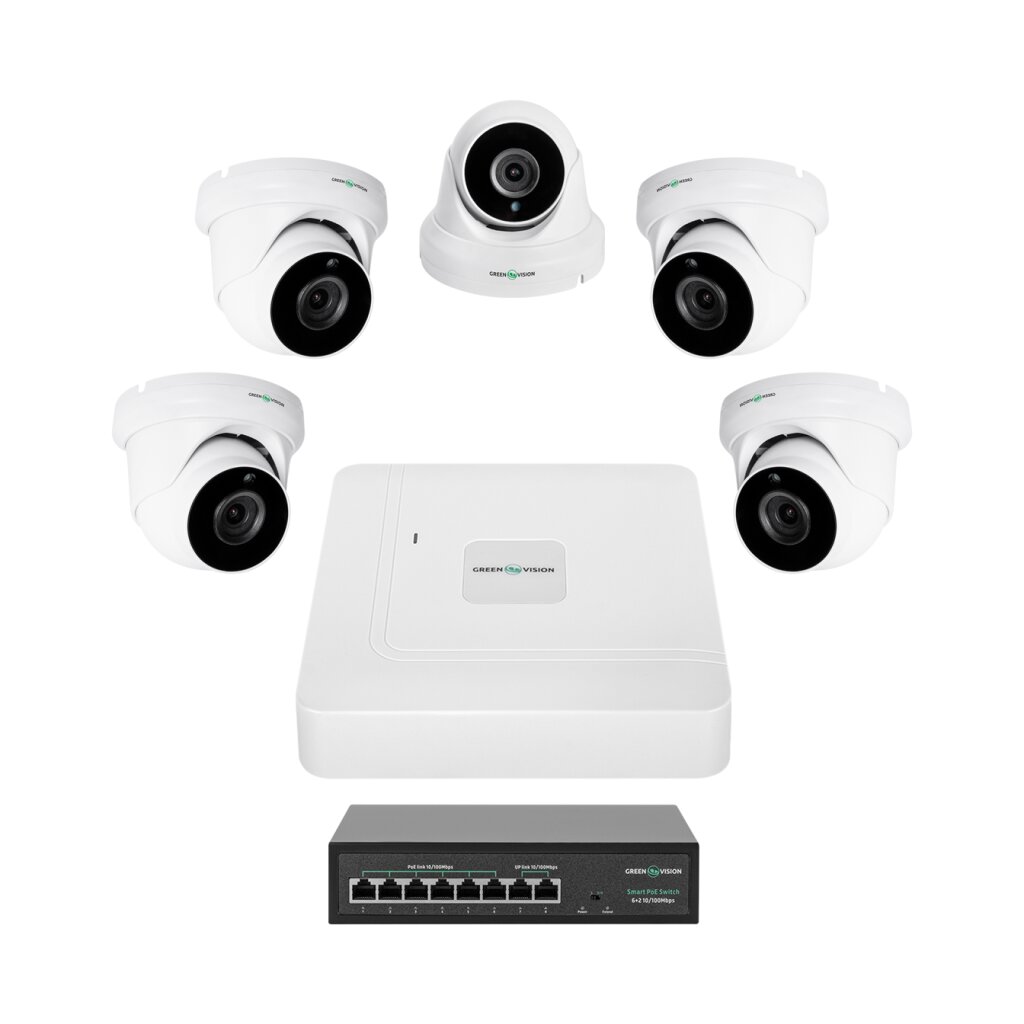 Комплект видеонаблюдения на 5 камер GV-IP-K-W82/05 5MP - Изображение 1