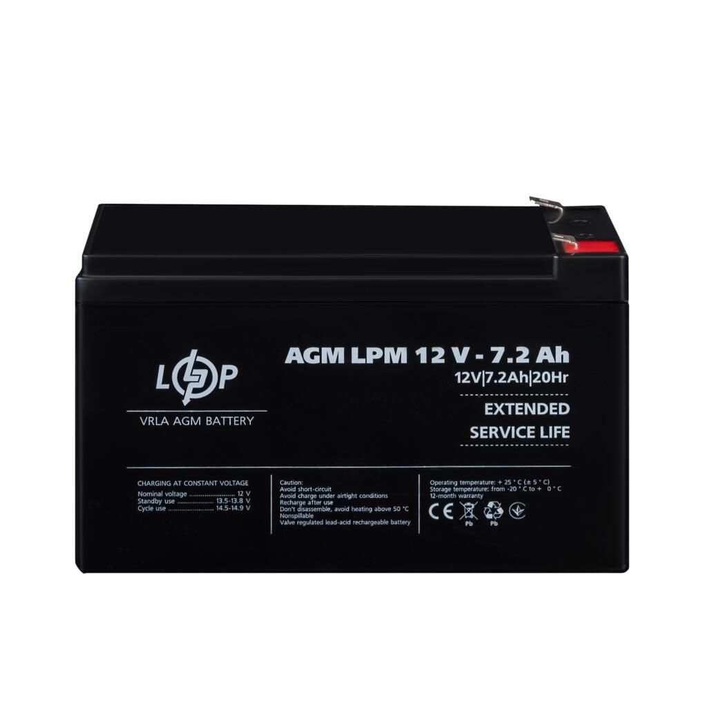 Акумулятор AGM LPM 12V - 7.2 Ah - Зображення 2