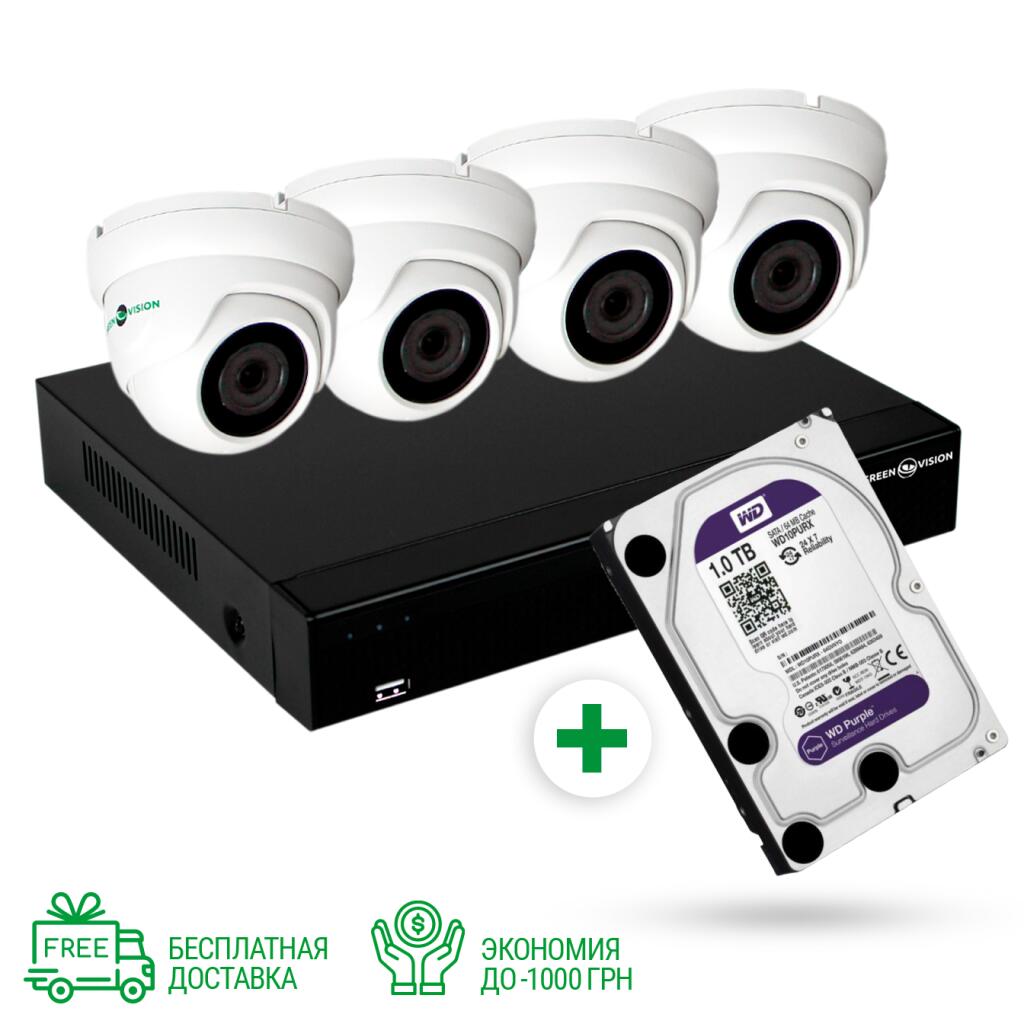 Комплект видеонаблюдения уличный с жестким диском 1TB на 4 купольные камеры 1080P GV-K-S16/04 - Изображение 2