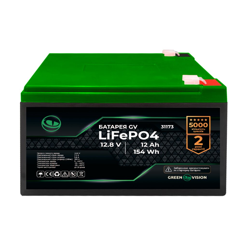 Аккумулятор GV LiFePО4 12,8V - 12Ah (154Wh) - Изображение 1