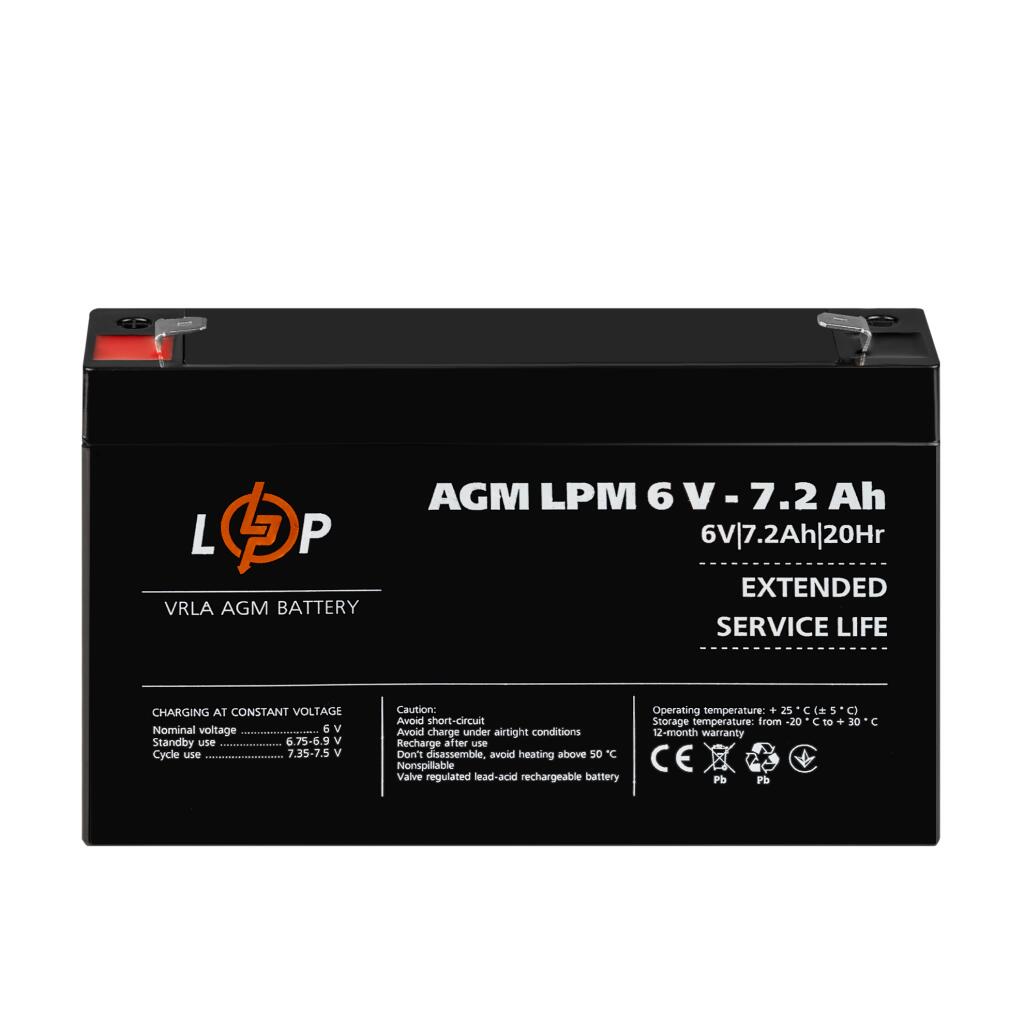 Аккумулятор AGM LPM 6V - 7.2 Ah - Изображение 2
