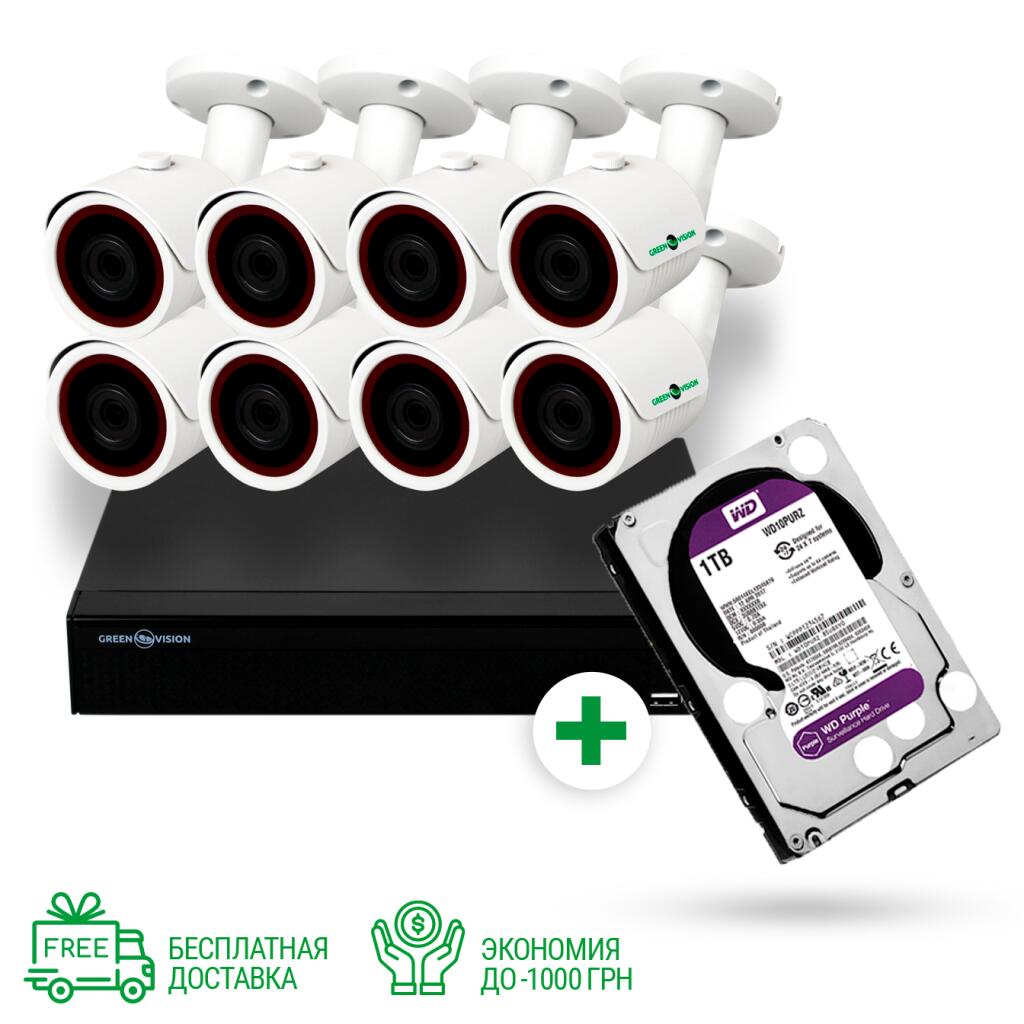 Комплект видеонаблюдения уличный с жестким диском 1TB на 8 цилиндрические камеры 1080P GV-K-S14/08 - Изображение 4