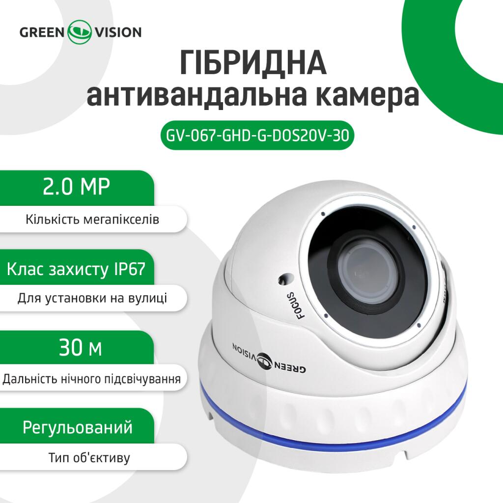 Гібридна антивандальна камера GV-067-GHD-G-DOS20V-30 1080P - Зображення 2