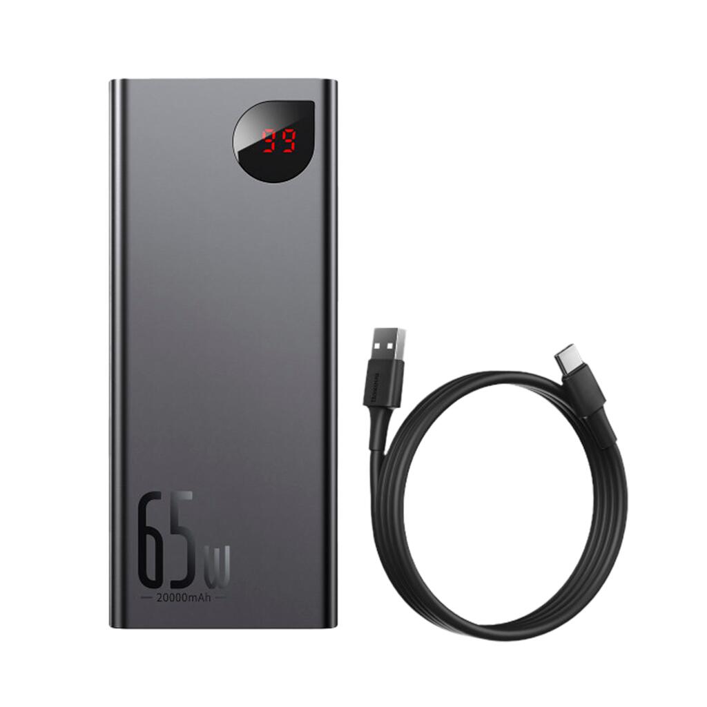 Зовнішній акумулятор Baseus Adaman Metal Digital Display QC 65W 20000mAh Чорний PPIMDA-D01 - Зображення 6