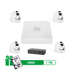 Комплект видеонаблюдения на 4 IP камеры 3MP для улицы GreenVision GV-IP-K-W70/04