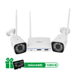 Комплект видеонаблюдения беспроводной Wi-Fi с картой памяти Micro SD 128GB на 2 камеры 3MP GV-IP-K-W57/02